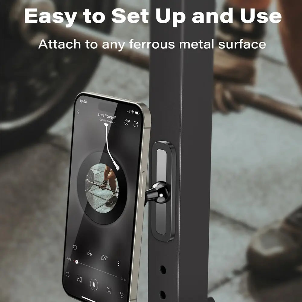 Ephemeralluxe Magnetic Cell Phone Mount, Minimalist Metal & Silicone Design with 360° Rotation for Gym, Magsafe Compatible Sports Accessory, Cell Phone Mounts