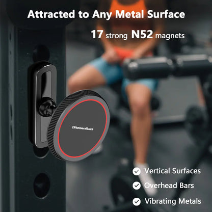 Ephemeralluxe Magnetic Cell Phone Mount, Minimalist Metal & Silicone Design with 360° Rotation for Gym, Magsafe Compatible Sports Accessory, Cell Phone Mounts