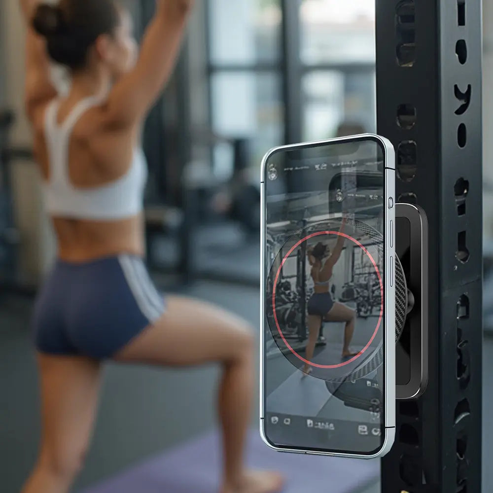 Ephemeralluxe Magnetic Cell Phone Mount, Minimalist Metal & Silicone Design with 360° Rotation for Gym, Magsafe Compatible Sports Accessory, Cell Phone Mounts