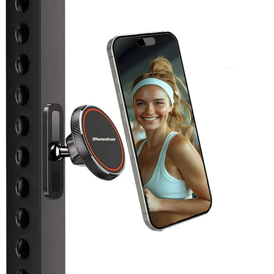 Ephemeralluxe Magnetic Cell Phone Mount, Minimalist Metal & Silicone Design with 360° Rotation for Gym, Magsafe Compatible Sports Accessory, Cell Phone Mounts
